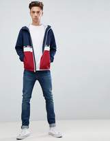 Thumbnail for your product : Hollister lightweight hooded jacket colourbock taping and seagull logo in navy/red