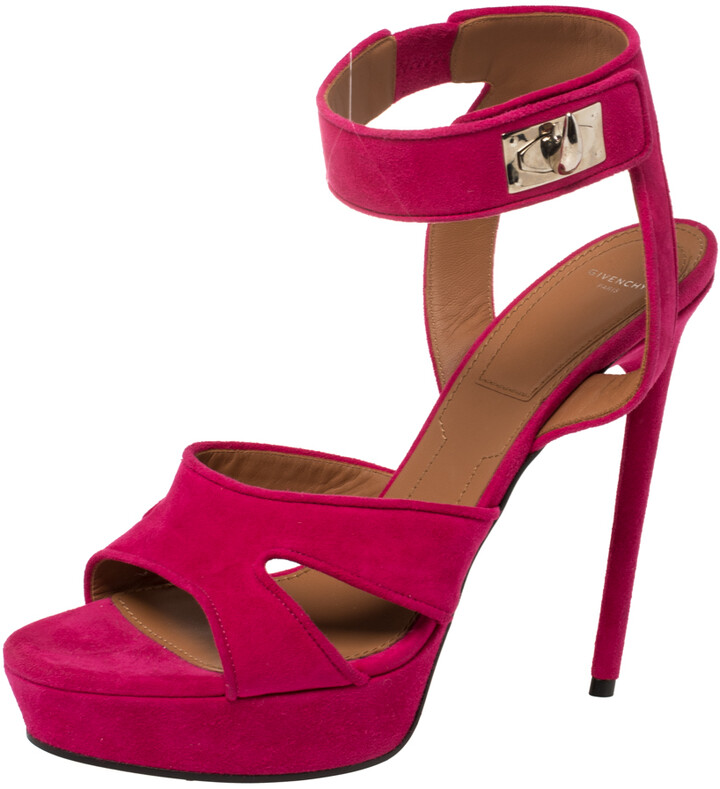 fuchsia open toe heels