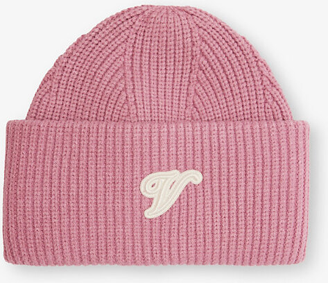 Varley Womens Mauve Orchid Carly Logo-Patch Rib-Knit Beanie 1 Size
