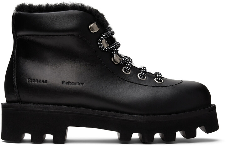 Proenza Schouler Black Shearling Hiking Boots - ShopStyle