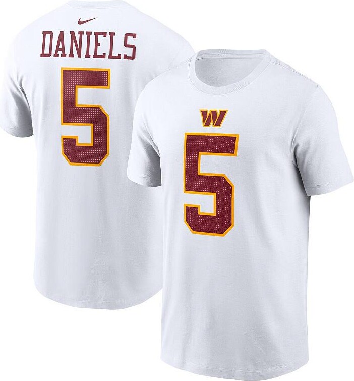 Men's Nike Jayden Daniels White Washington Commanders Player Name & Number T-Shirt