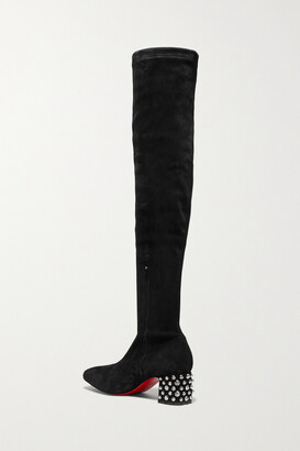 Christian Louboutin Study Stretch 55 Spiked Suede Over-the-knee Boots - Black