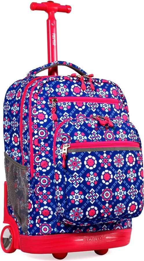 J World New York J World Girls and Womens Sundance 20″ Rolling Backpack with Laptop Sleeve for School and Travel, Trinket