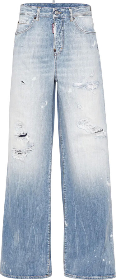 DSQUARED2 Distressed Wide-Leg Jeans