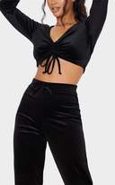 Thumbnail for your product : PrettyLittleThing Petite Black Velour Skinny Joggers