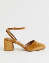 Thumbnail for your product : ASOS DESIGN Salvation square toe block heeled mid shoes in rust velvet