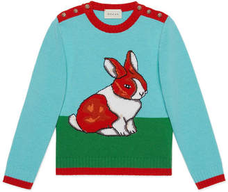 Gucci Children's wool sweater with rabbit intarsia