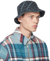 Thumbnail for your product : we11done Blue Denim All Over Bucket Hat