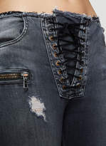 Thumbnail for your product : Unravel Project Stonewash Lace-up Jeans in Grey