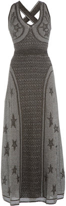 M Missoni Crochet Knit Maxi Dress with Metallic Thread