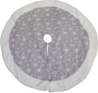 Transpac Season's Designs 48In Grey Tree Skirt W/ White Snowfalkes