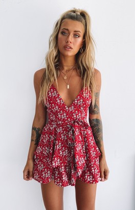 Bb Exclusive Mistletoe Playsuit Red Floral
