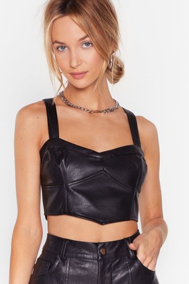 Nasty Gal Womens We Faux Leather Tell Bustier Top - Black - 10