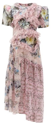 Preen by Thornton Bregazzi Anzu Panelled Lace-trim Floral-print Dress - Multi