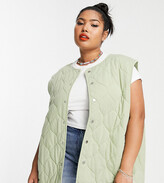 Thumbnail for your product : Collusion Plus exclusive color quilted vest in sage green