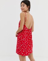 Thumbnail for your product : ASOS DESIGN Petite scoop back shift mini sundress in ditsy floral print