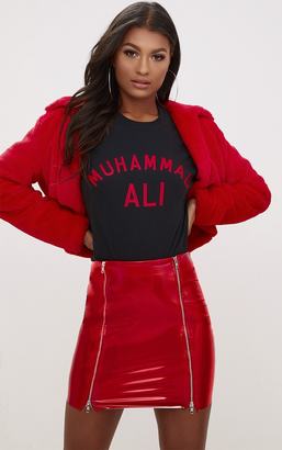 PrettyLittleThing Muhammad Ali Slogan Black Oversized T Shirt