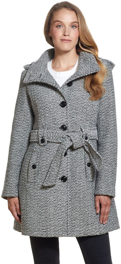 womens belted coat with hood