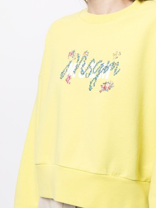 MSGM Floral-Print Logo Sweatshirt