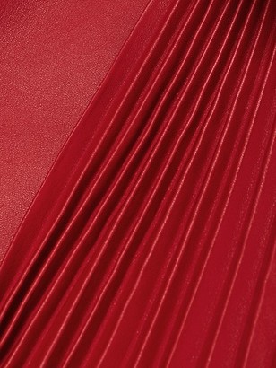 Valentino V-Neck Pleated Leather Maxi Dress