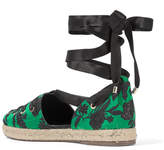 Thumbnail for your product : Erdem Breanna Floral-jacquard Espadrilles - Green