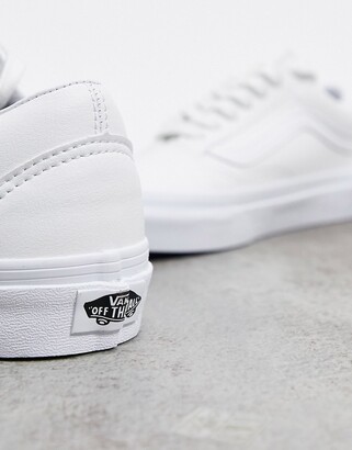 white faux leather vans