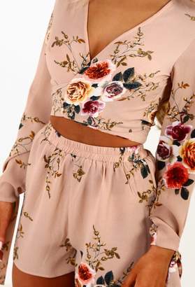 Pink Boutique Dolly Girl Nude Floral Shorts