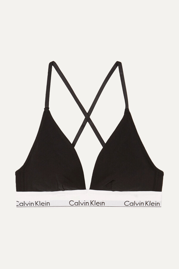 Calvin Klein Underwear Modern Cotton Stretch Cotton-blend Soft-cup Bra -  Black - ShopStyle