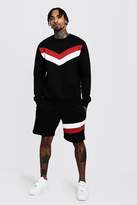 Thumbnail for your product : boohoo Chevron Panel Sweater Short Tracksuit