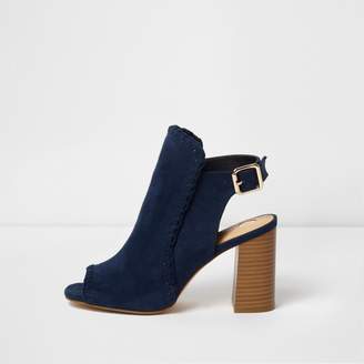 River Island Womens Blue peep toe block heel shoe boots