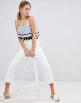 Thumbnail for your product : ENGLISH FACTORY The Paisley Print Ruffle Crop Top With Tie