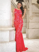 Thumbnail for your product : Jovani Full Lace Plunging Back Sheath Long Dress 21789