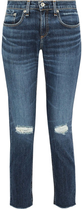 Rag & Bone Ankle Dre Cropped Distressed Mid-rise Slim-leg Jeans