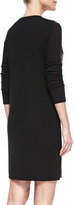 Thumbnail for your product : Vince Leather-Paneled Long-Sleeve Wool Dress