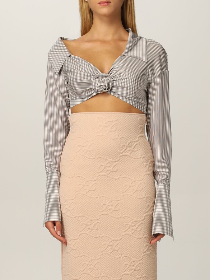 Fendi striped silk cropped shirt - ShopStyle