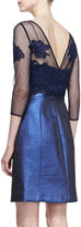 Thumbnail for your product : Kay Unger New York Mesh Embroidered-Top Cocktail Dress, Navy