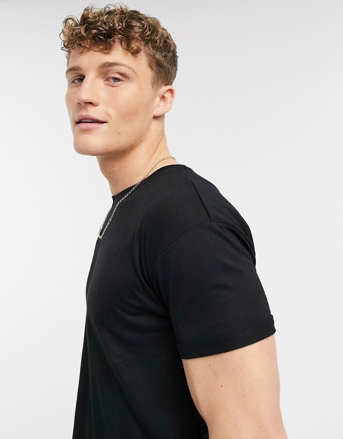 Topman longline curved hem t-shirt in 