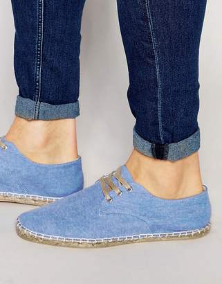 ASOS Derby Espadrilles In Blue Chambray