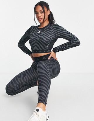 adidas Training Hyperglam zebra print 7/8 leggings in black