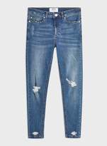 Thumbnail for your product : Miss Selfridge PETITE LIZZIE Dark Blue Busted Hem Jeans