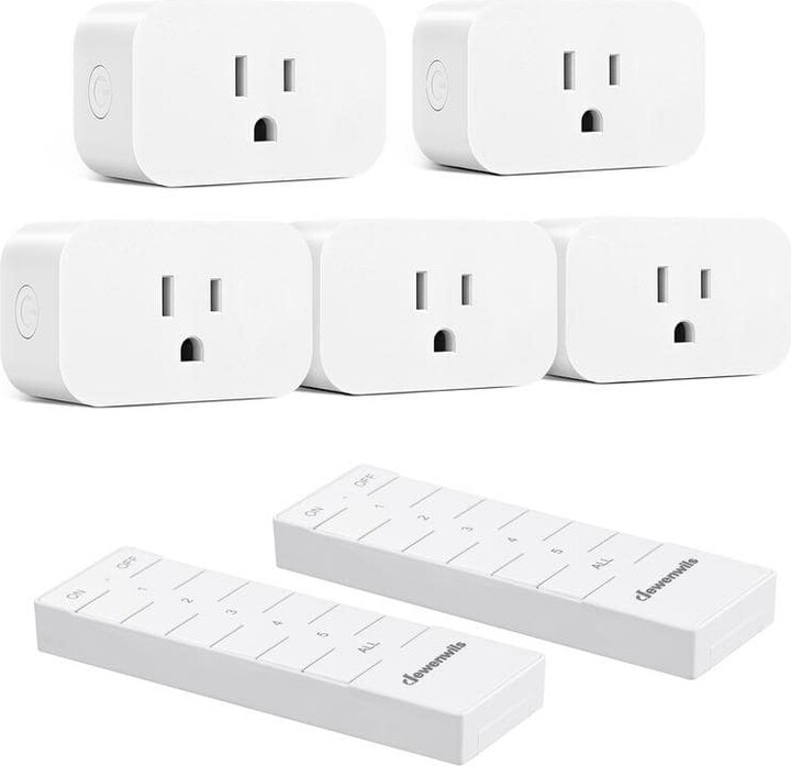 DEWENWILS Indoor Remote Control Outlet Switch Set, White, 2 Remote and 5 Outlets