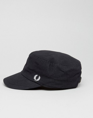 Fred Perry Waxed Canvas Cadet Cap Black