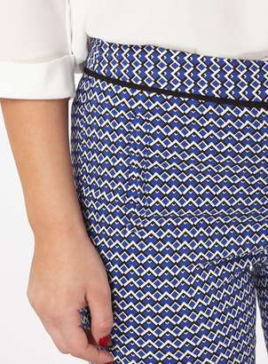 Petite Cobalt Geometric Print Bengaline Trousers