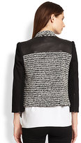 Thumbnail for your product : Alice + Olivia Burma Leather-Paneled Draped Tweed Jacket