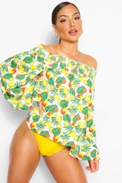 Thumbnail for your product : boohoo Fruit Print Off Shoulder Top