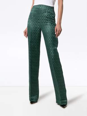 Haider Ackermann High-waisted silk-blend checked suit trousers