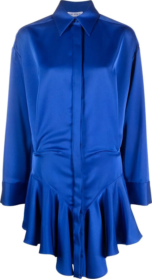 ATTICO Ruffled Satin Shirtdress