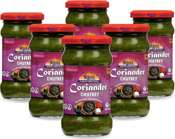Rani Brand Authentic Indian Foods Coriander Chutney - 10.5oz (300g) Pack of 6 - Rani Brand Authentic Indian Products