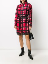 Thumbnail for your product : Ermanno Ermanno Belted Hand-Painted Check Shirt Dress