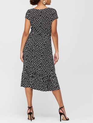 wallis black spot ruffle dress